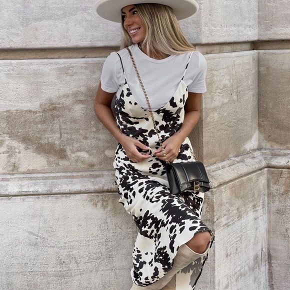 Zara Satin Effect Printed Dress New - Picture 4 of 9